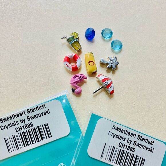 Origami Owl charms pool ring, Flamingo, umbrella, ice tea, Hot dog, Palm tree - Picture 4 of 6